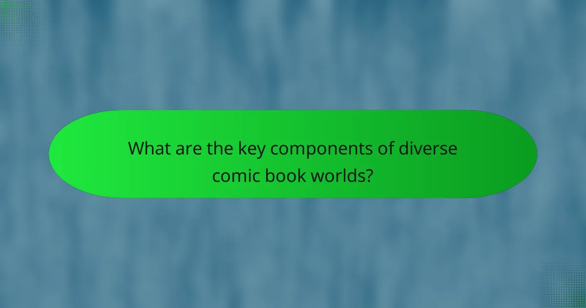 What are the key components of diverse comic book worlds?