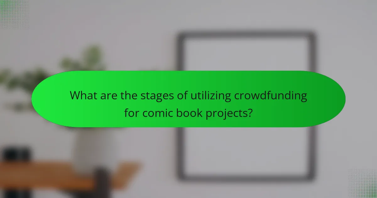 What are the stages of utilizing crowdfunding for comic book projects?